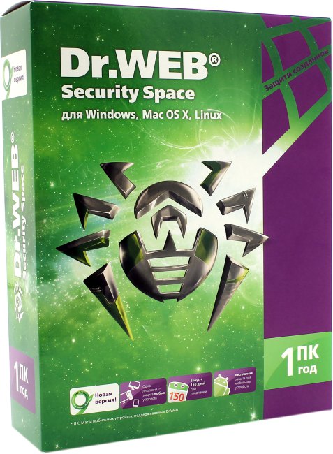 Антивирус Dr.WEB Security Space на 1 ПК (BOX) на 1 год (получение лицензионного ключа по Internet)